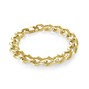 10mm Curb Wave Link Gold IP Bracelet