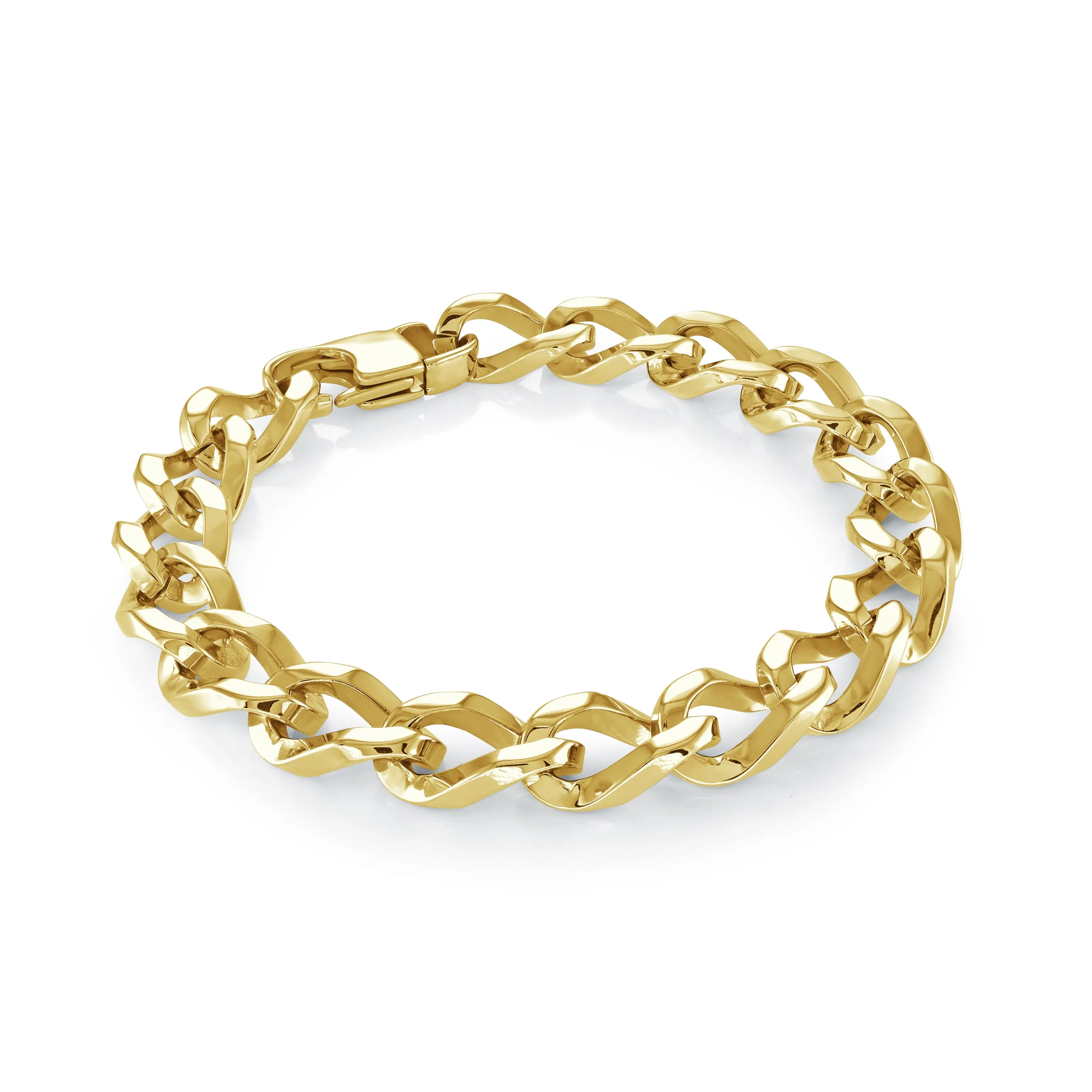 10mm Curb Wave Link Gold IP Bracelet