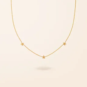 14K Gold Three Star Necklace