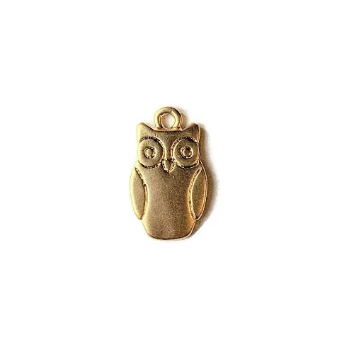 14K Matte Owl Charm Pendant