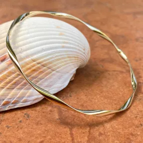 14KT Yellow Gold Twisted Round Slip On Bangle Bracelet