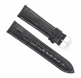 18MM ITALIAN LEATHER WATCH STRAP BAND FOR MOVADO MUSEUM WATCH BLACK WHITE STITCH