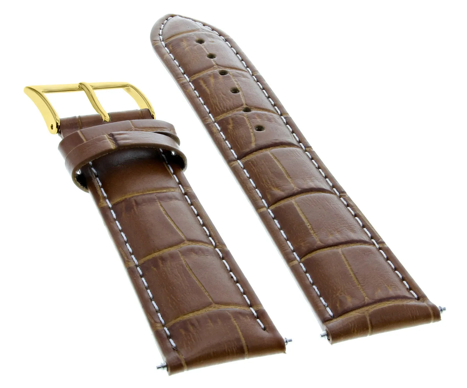 18MM LEATHER WATCH STRAP BAND FOR TUDOR WATCH LIGHT BROWN WHITE STIT GOLD BUCKLE