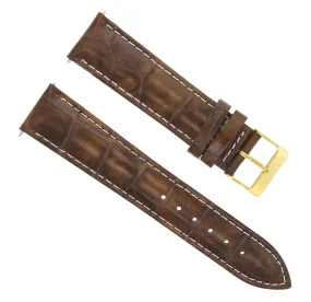 18MM LEATHER WATCH STRAP BAND FOR TUDOR WATCH LIGHT BROWN WHITE STIT GOLD BUCKLE
