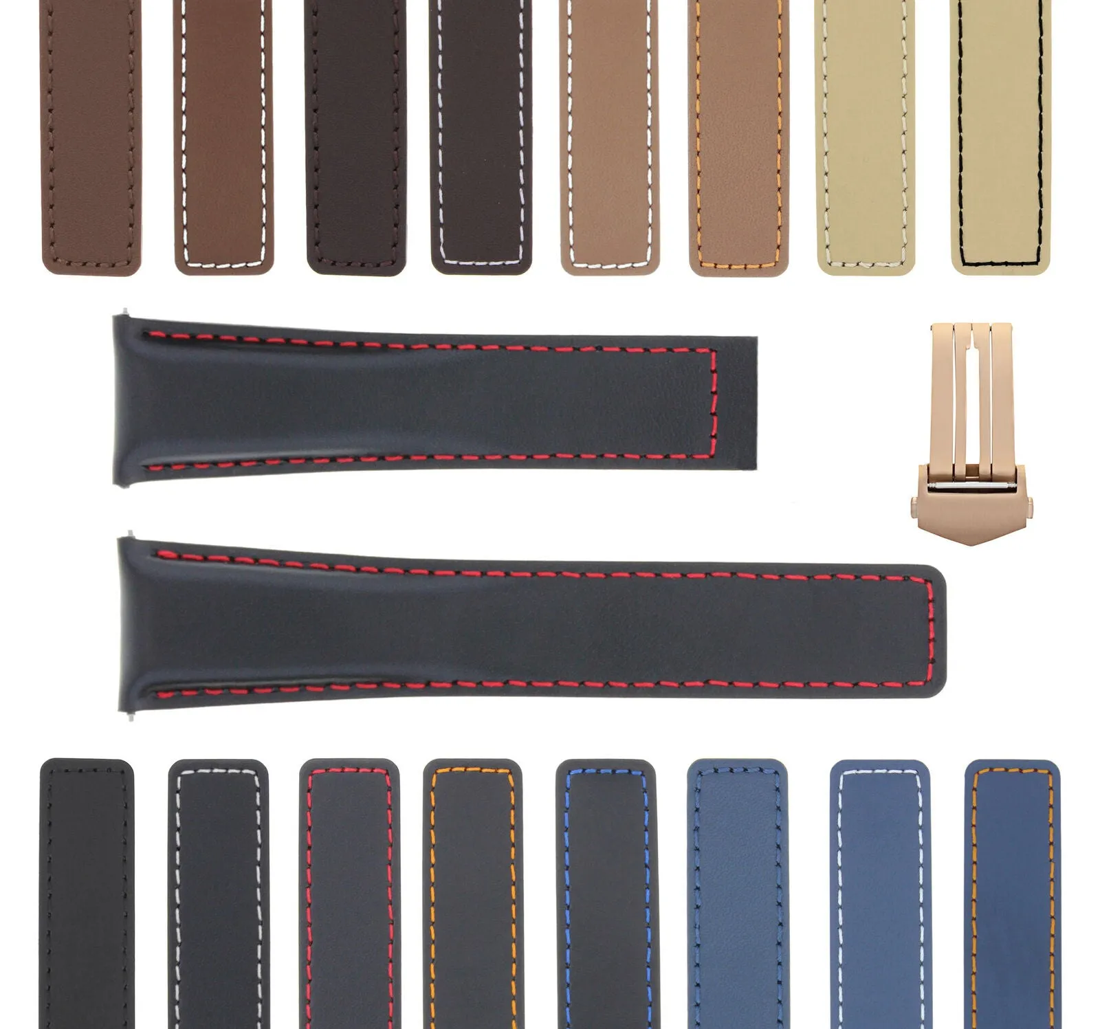 19-20-22MM LEATHER WATCH BAND STRAP  FOR TAG HEUER CARRERA MONACO CLASP ROSE