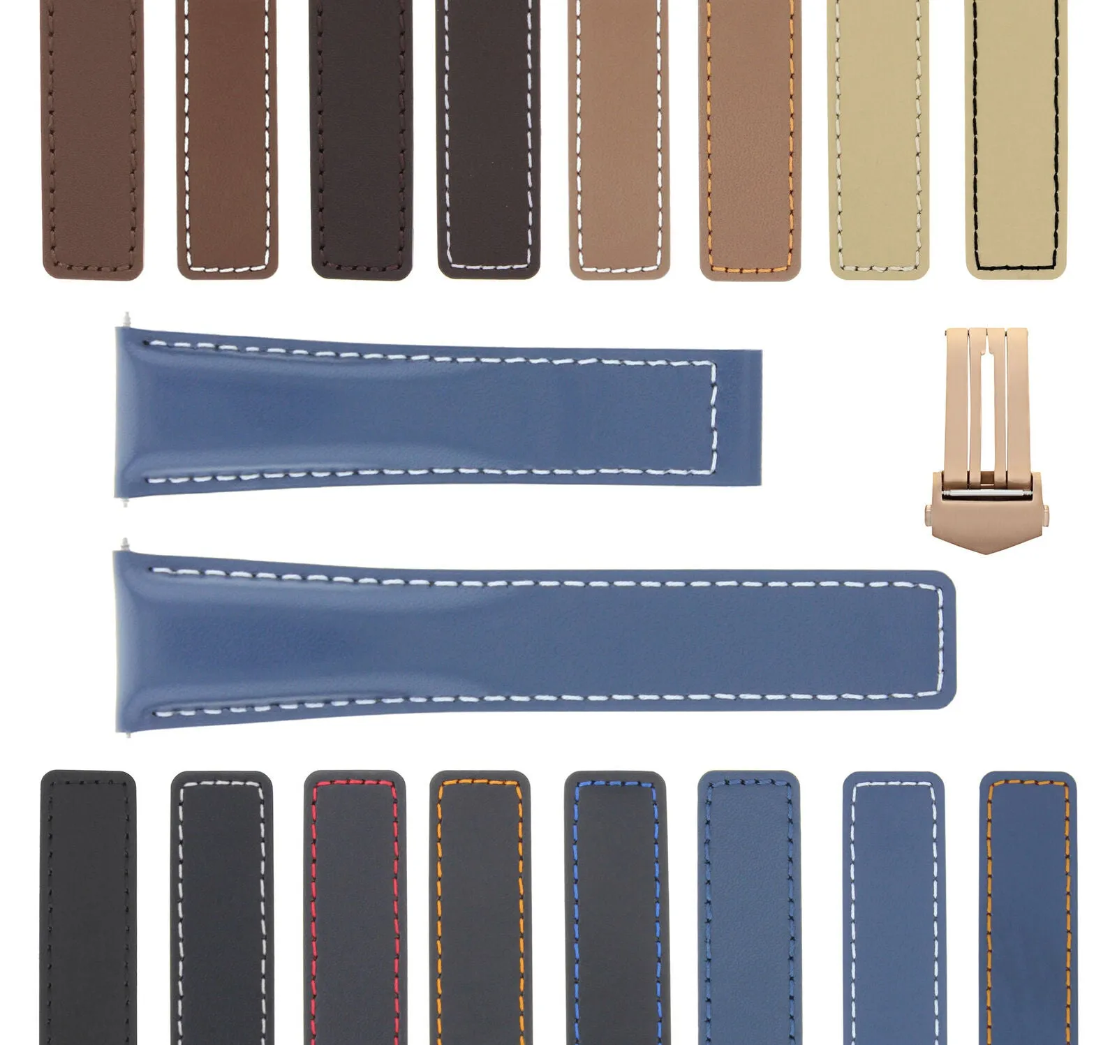 19-20-22MM LEATHER WATCH BAND STRAP  FOR TAG HEUER CARRERA MONACO CLASP ROSE