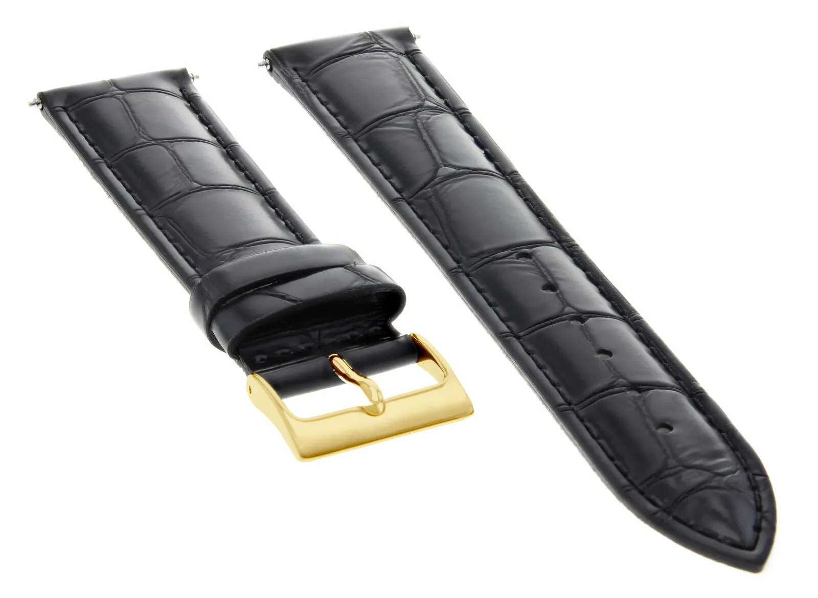 20MM LEATHER BAND STRAP FOR JAEGER LECOULTRE  WATCH BLACK GOLD