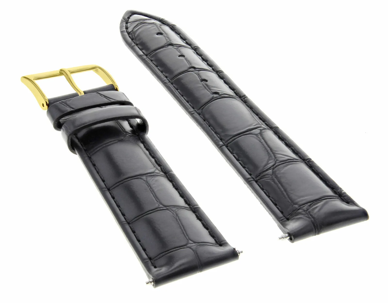 20MM LEATHER BAND STRAP FOR JAEGER LECOULTRE  WATCH BLACK GOLD