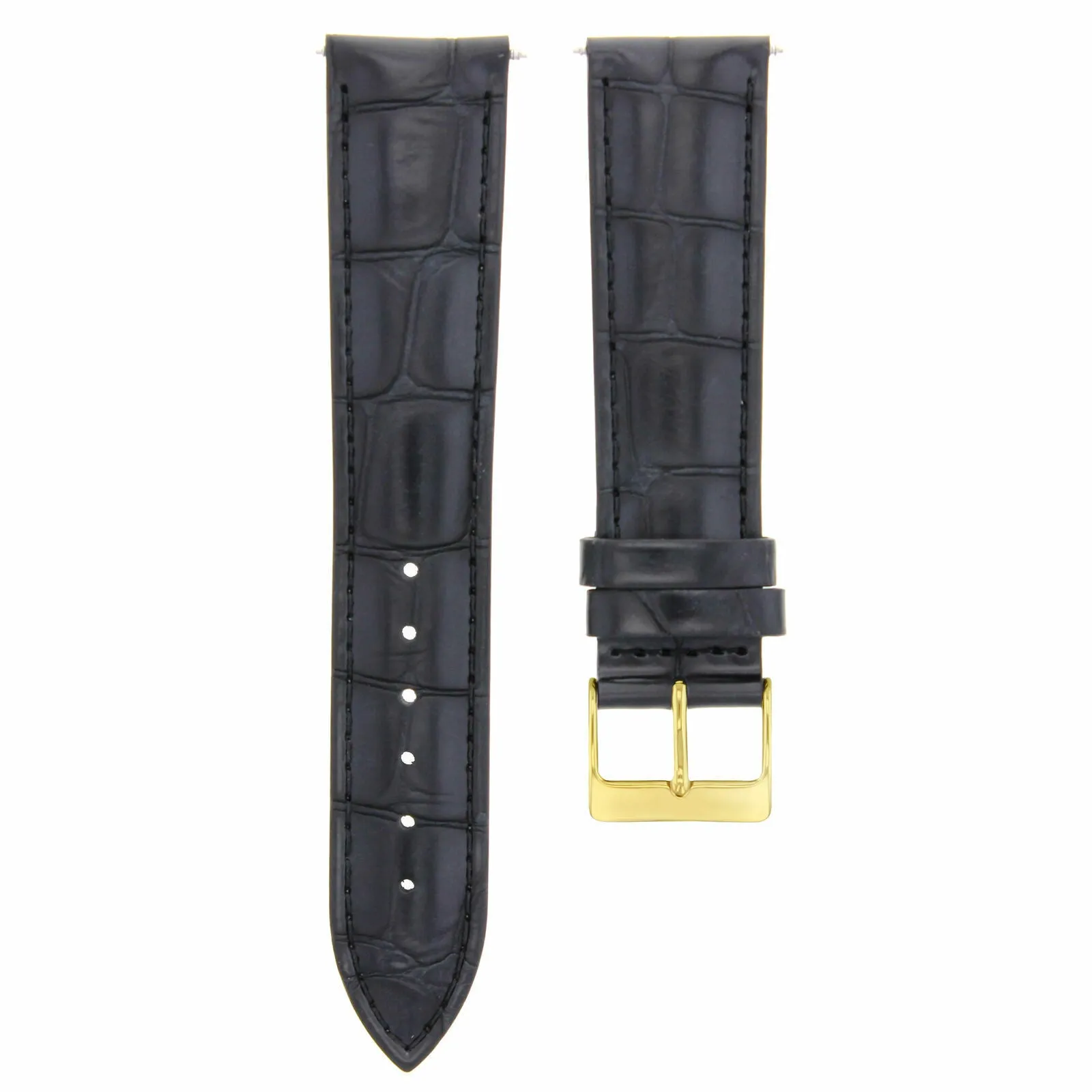 20MM LEATHER BAND STRAP FOR JAEGER LECOULTRE  WATCH BLACK GOLD