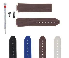 21-24-25MM RUBBER SILICONE WATCH BAND STRAP FOR H HUBLOT  2 BK SCREW SCREWDRIVER