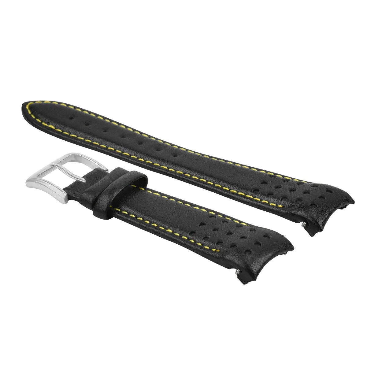 21MM CURVED LEATHER WATCH BAND STRAP FOR SEIKO SPORTURA SNAE80P17T62-OKVO YELLOW