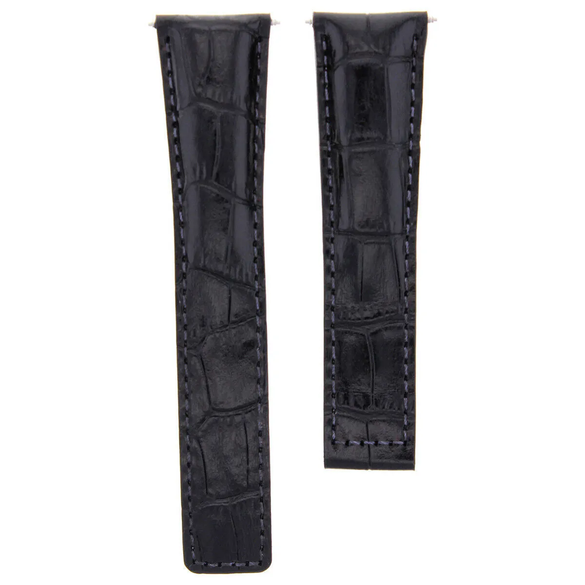 22MM LEATHER STRAP BAND DEPLOY CLASP FOR TAG HEUER CARRERA CALIBRE 1887 BLACK