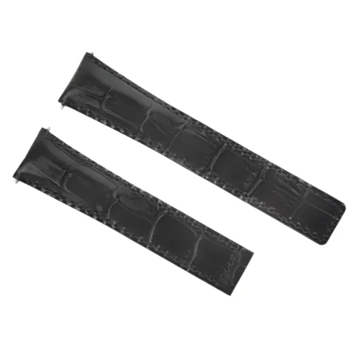 22MM LEATHER STRAP BAND DEPLOY CLASP FOR TAG HEUER CARRERA CALIBRE 1887 BLACK
