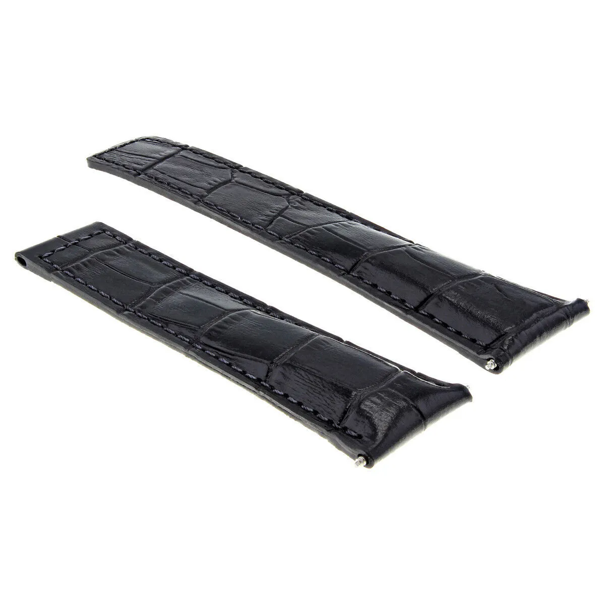 22MM LEATHER STRAP BAND DEPLOY CLASP FOR TAG HEUER CARRERA CALIBRE 1887 BLACK