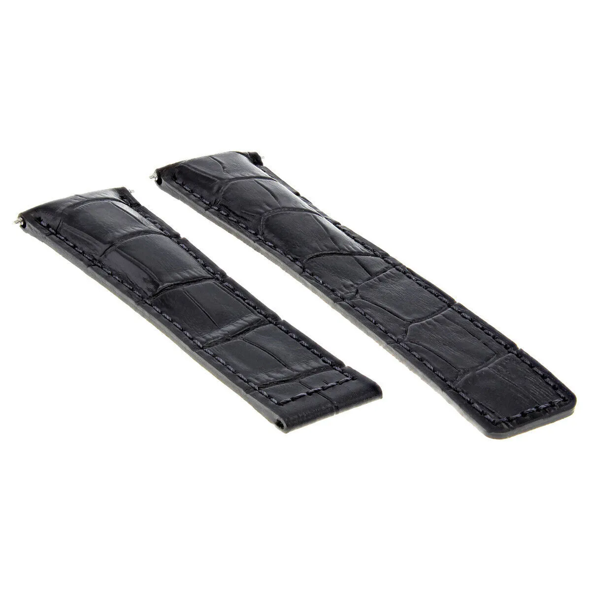 22MM LEATHER STRAP BAND DEPLOY CLASP FOR TAG HEUER CARRERA CALIBRE 1887 BLACK