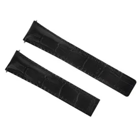 22MM LEATHER WATCH STRAP BAND DEPLOYMENT CLASP FOR TAG HEUER CAG2110 WATCH BLACK