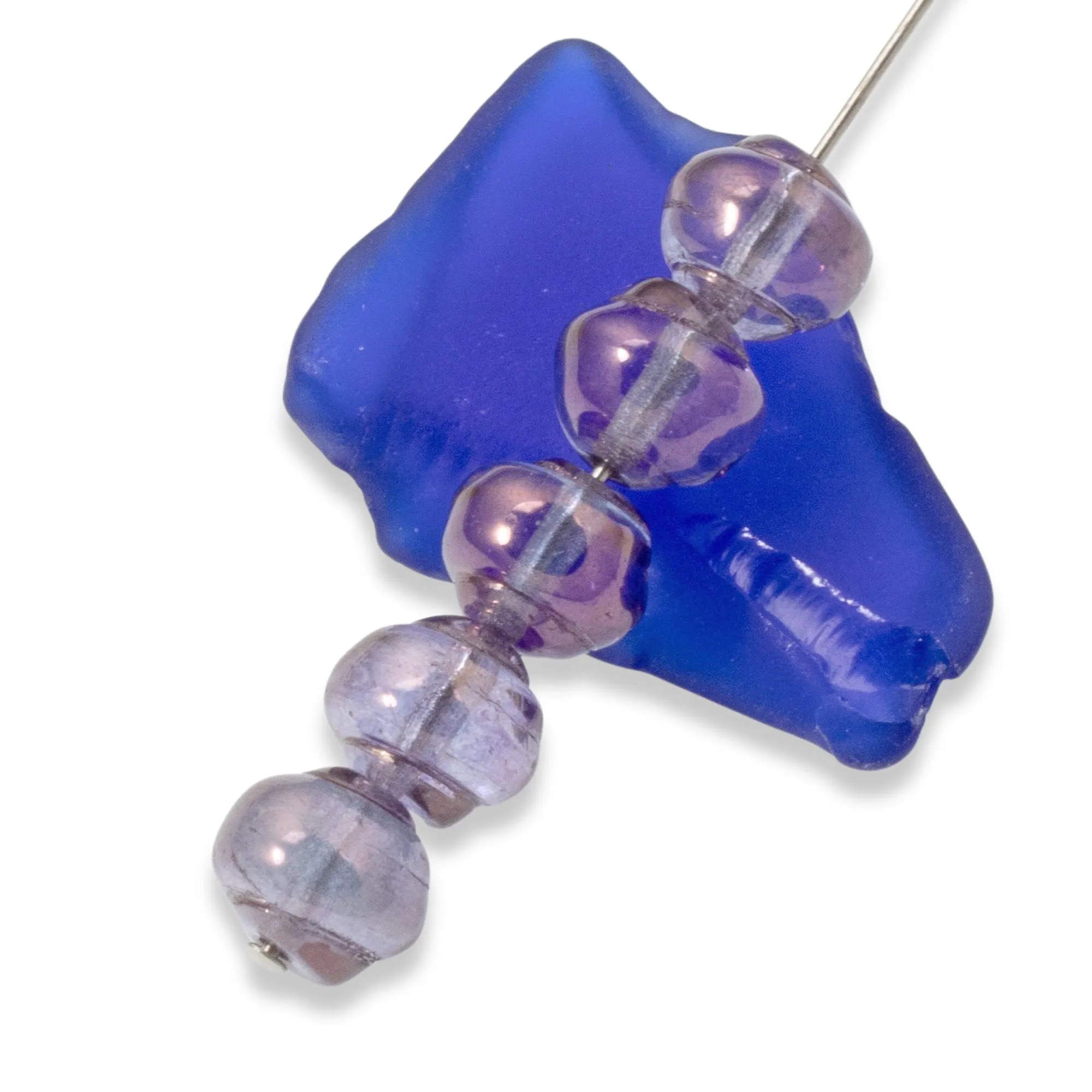 25 Luminescent Amethyst Blue Czech Glass Snail Beads - 8mm Baroque Iridescent