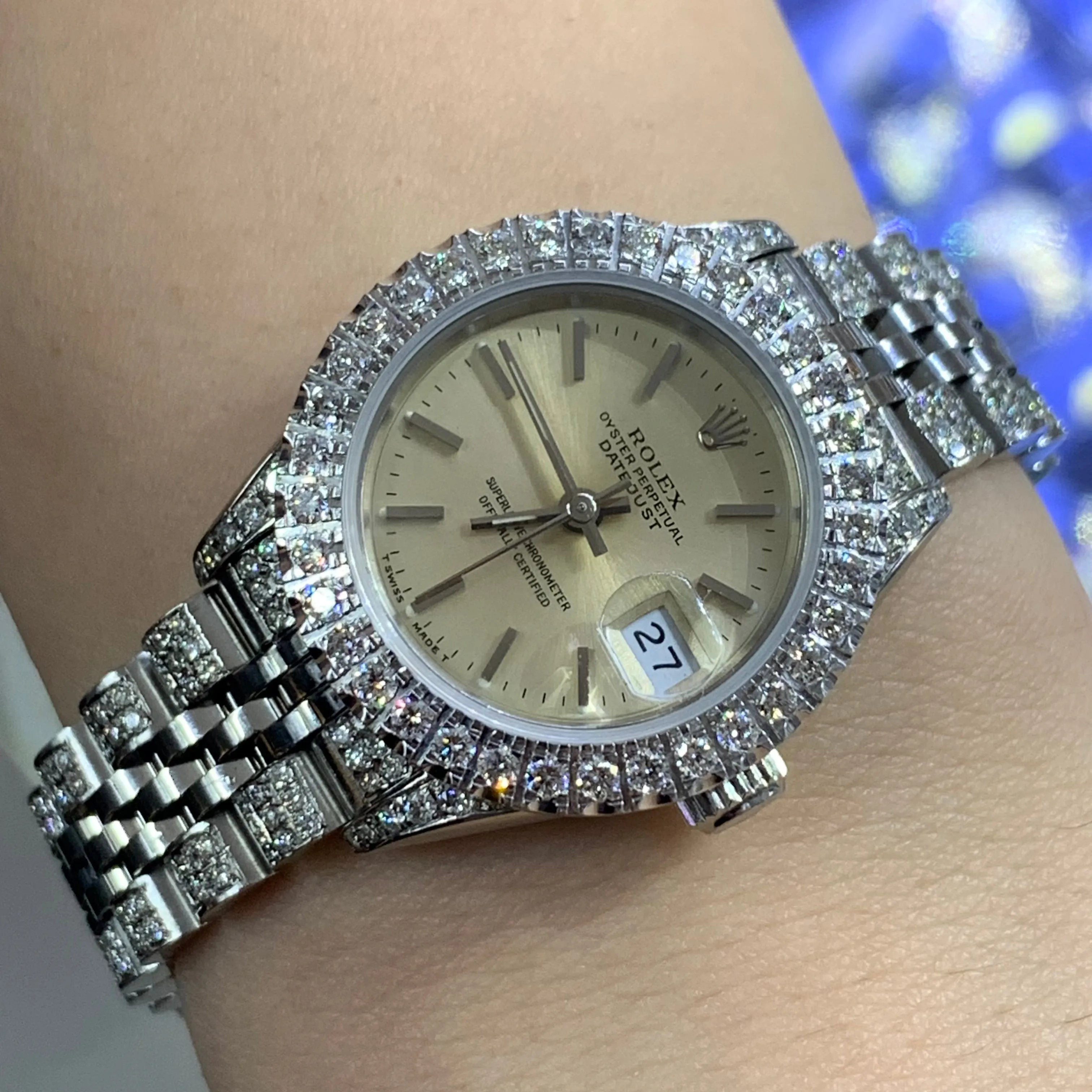 26mm Ladies`Rolex Datejust Watch with Stainless Steel Jubilee Diamond Bracelet