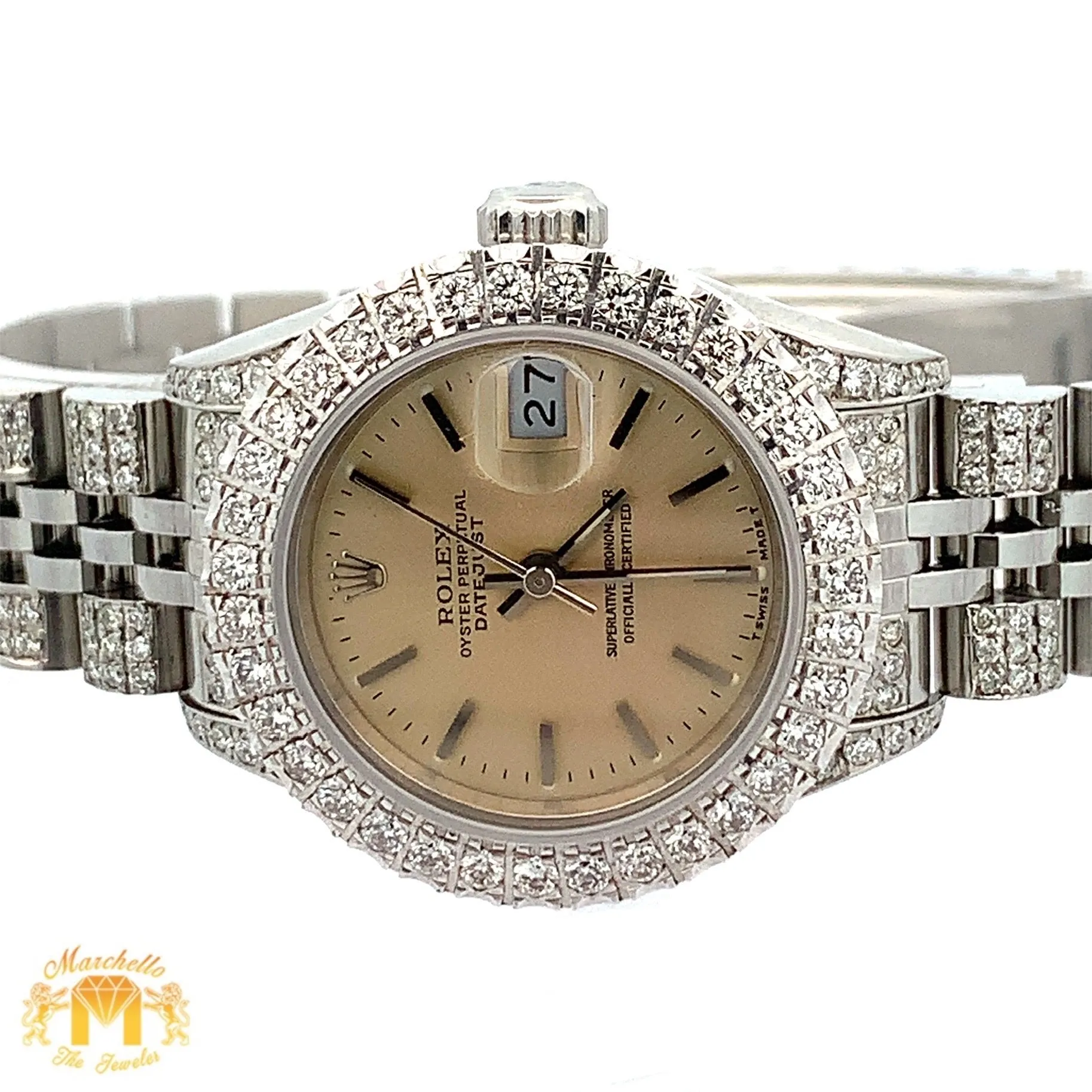 26mm Ladies`Rolex Datejust Watch with Stainless Steel Jubilee Diamond Bracelet