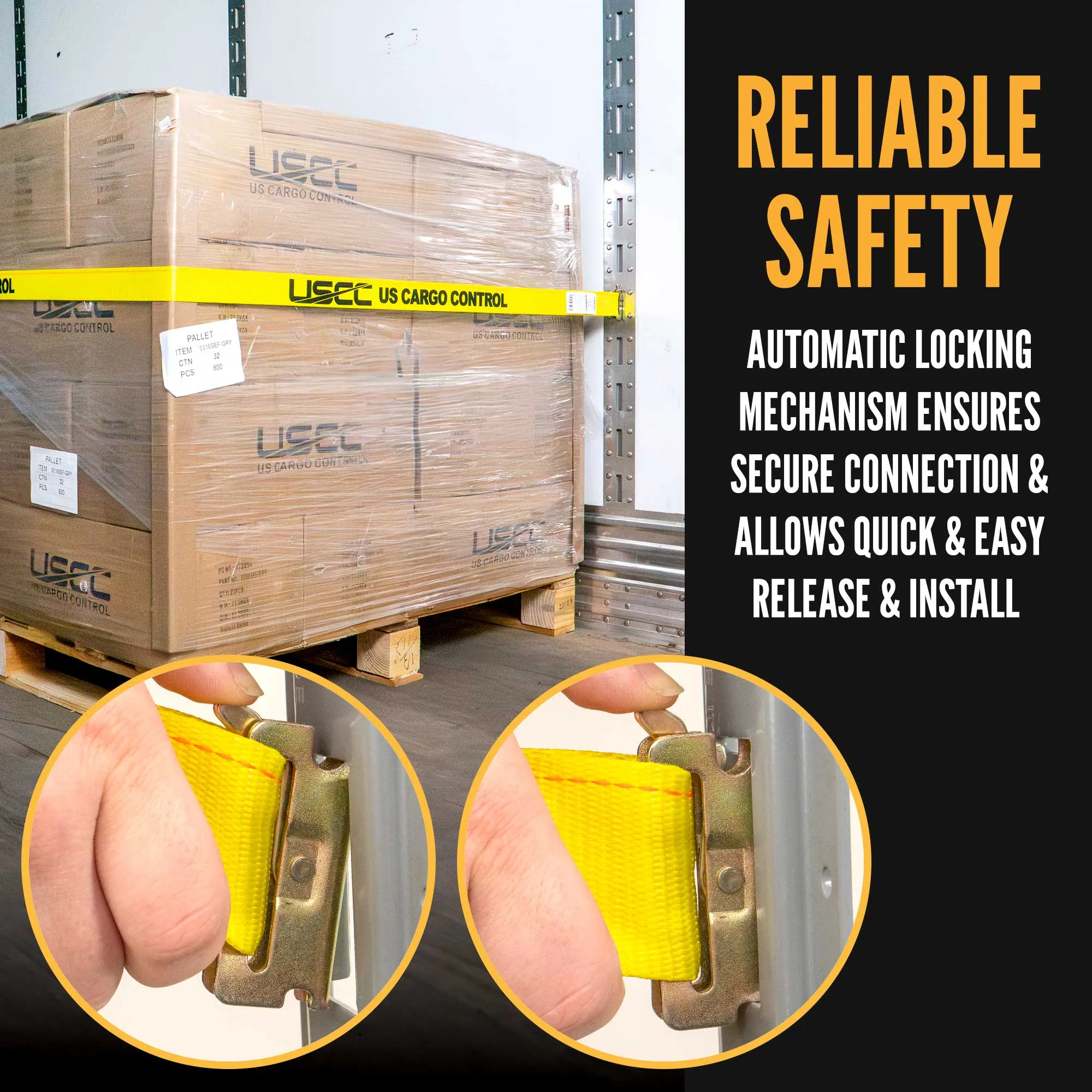 2" x 12' Yellow E-Track Cam Buckle Strap