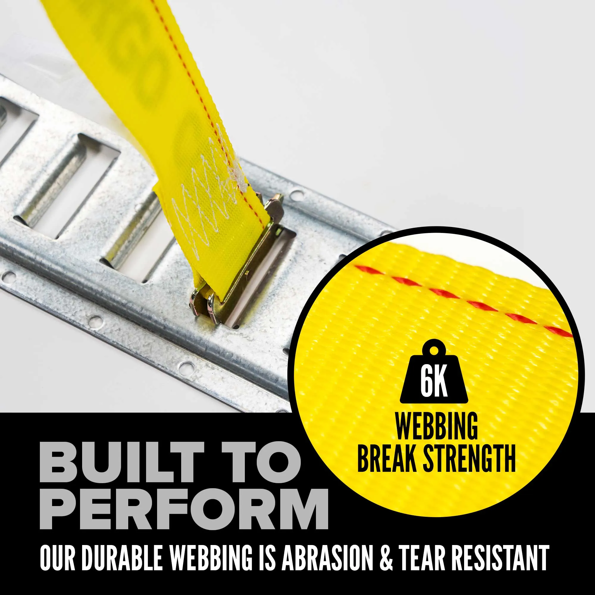 2" x 12' Yellow E-Track Cam Buckle Strap