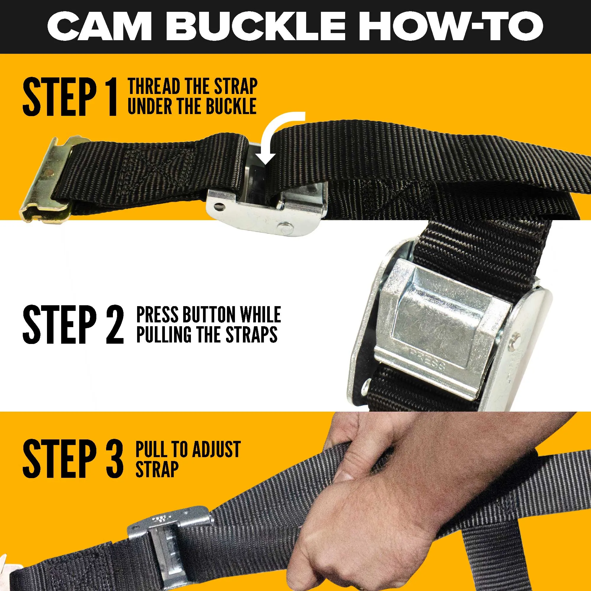 2" x 12' Yellow E-Track Cam Buckle Strap