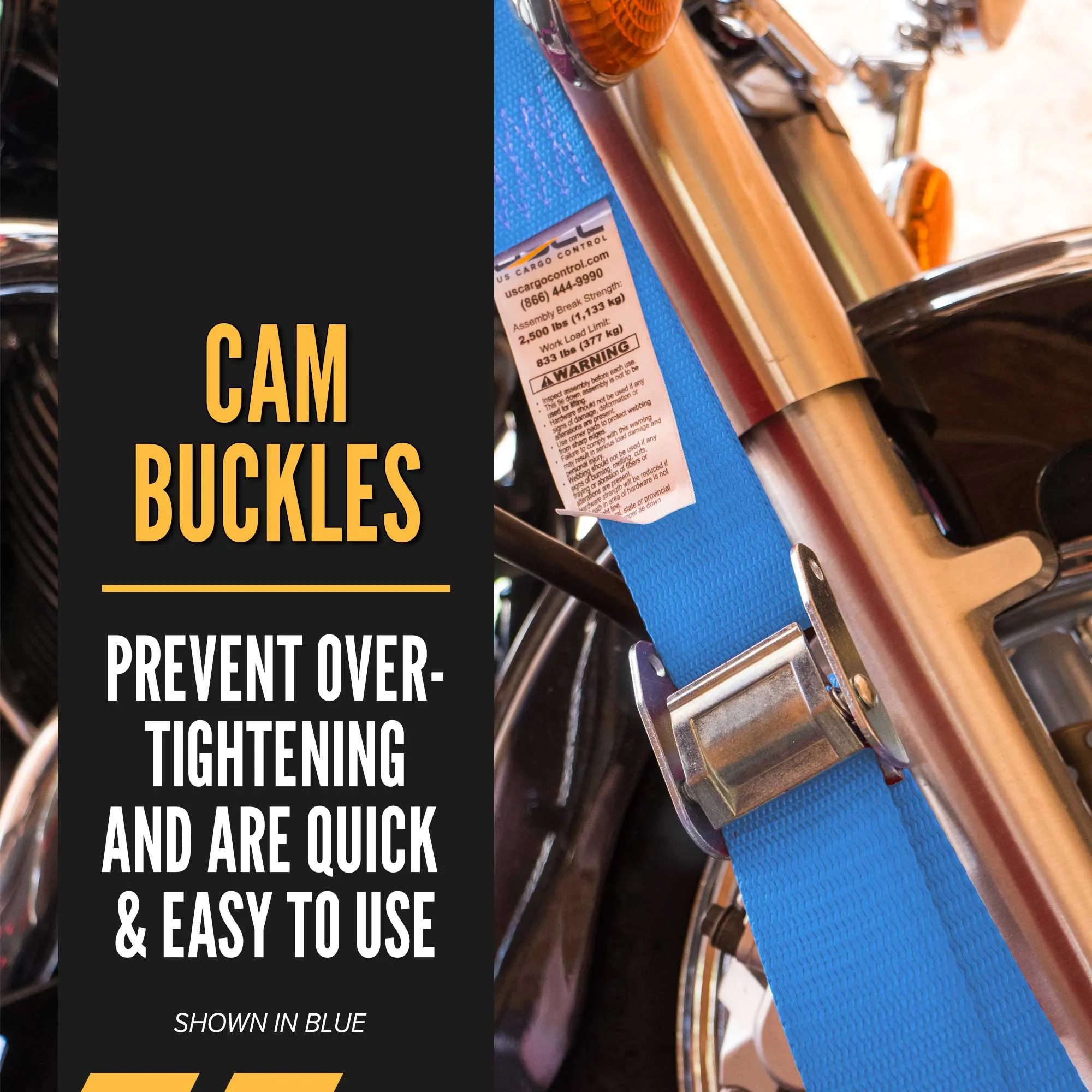 2" x 12' Yellow E-Track Cam Buckle Strap