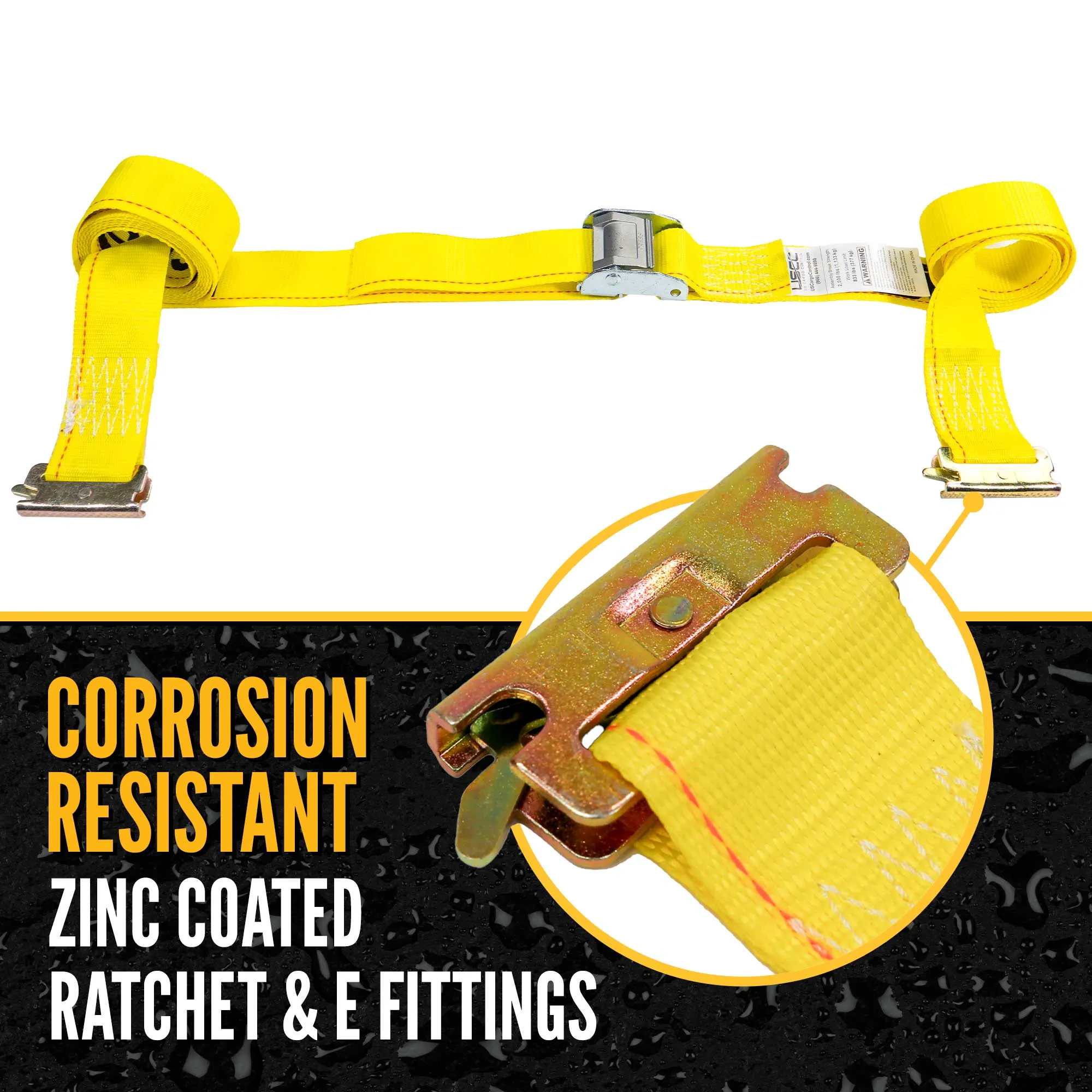 2" x 12' Yellow E-Track Cam Buckle Strap