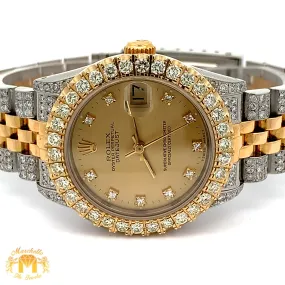 31mm Rolex Diamond Watch with Two-Tone Jubilee Bracelet (factory diamond dial, custom diamond bezel)