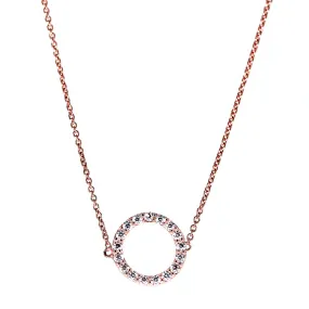 4324 Rose Gold CZ Pave Open Circle Pendant Necklace
