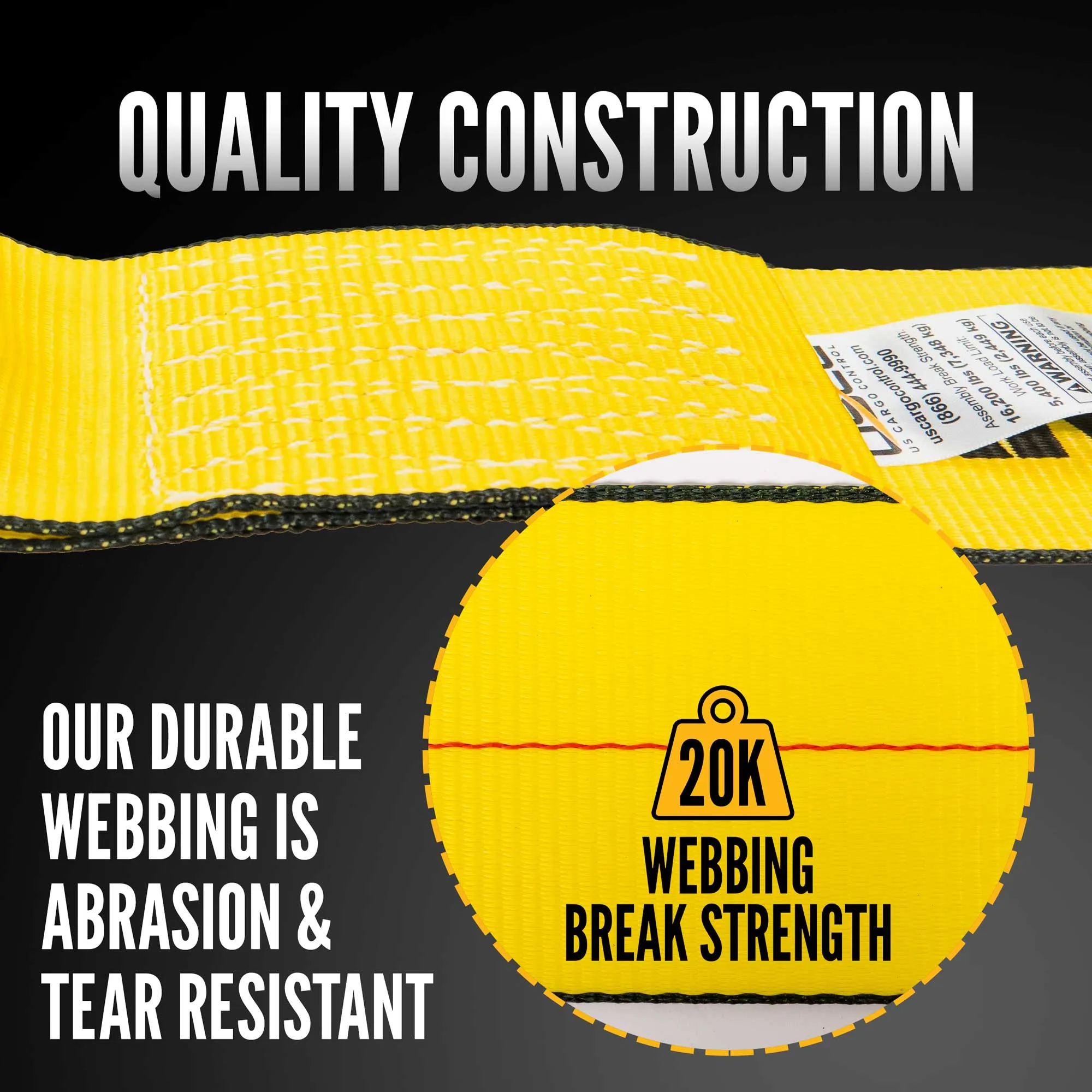 4" x 11" Replacement Ratchet Strap Fixed End - Ratchet / Chain Extension | Yellow
