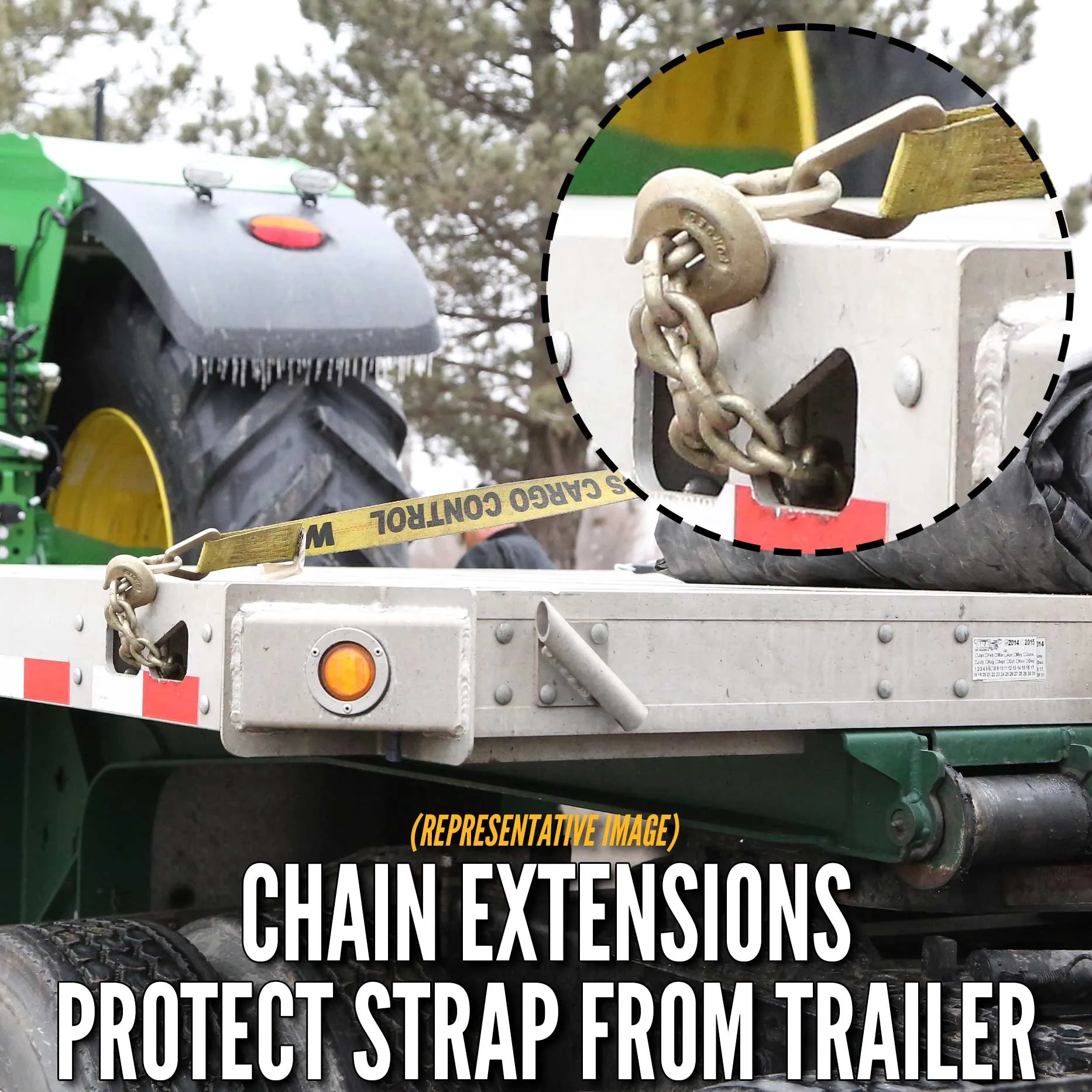 4" x 11" Replacement Ratchet Strap Fixed End - Ratchet / Chain Extension | Yellow