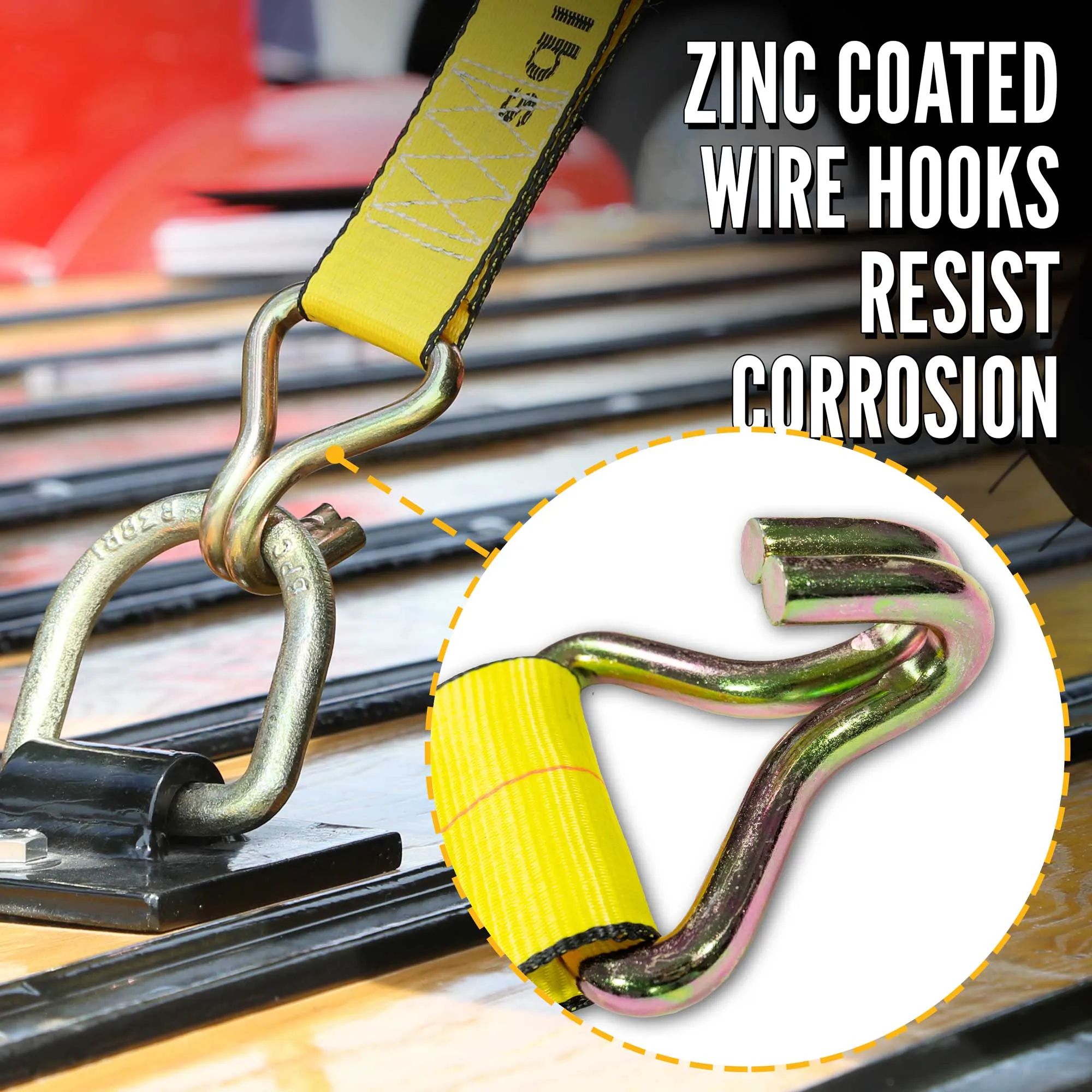 4" x 11" Replacement Ratchet Strap Fixed End - Wire Hook / Bolt Loop | No Ratchet