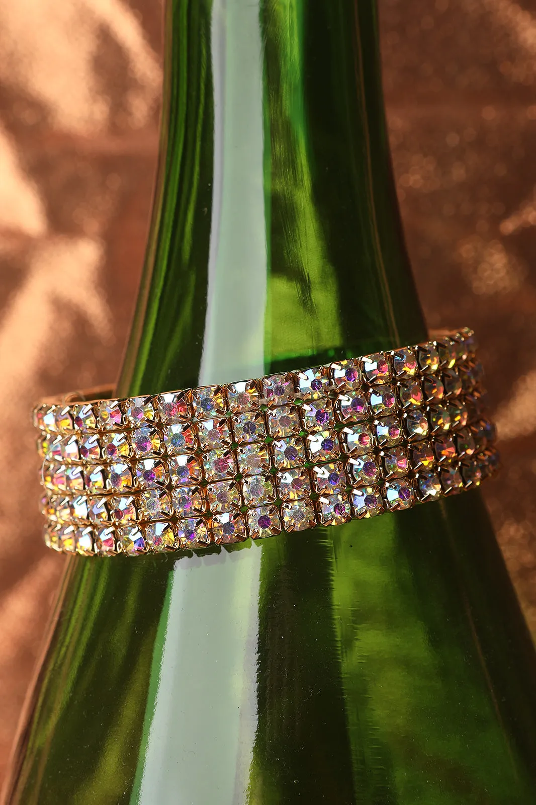 5-Row Iridescent Rhinestone Bracelet