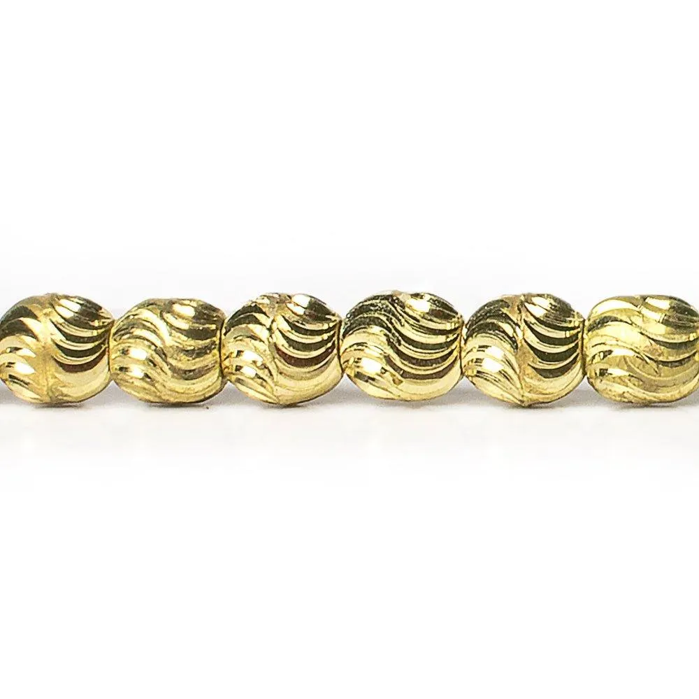 7mm Brass Oval Wave Beads 8 inch