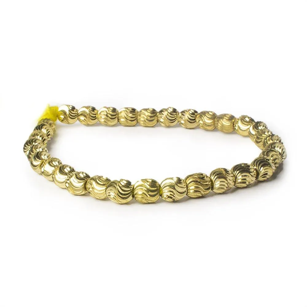 7mm Brass Oval Wave Beads 8 inch