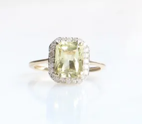 9CT VINTAGE SPODUMENE AND DIAMOND RING ASC5355