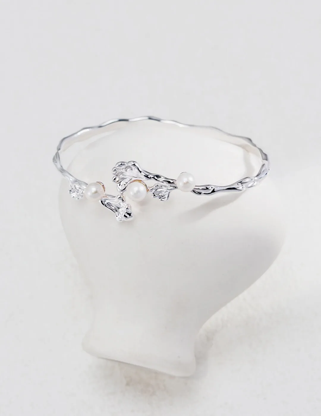 Adjustable Wave Pearl Cuff Bracelet