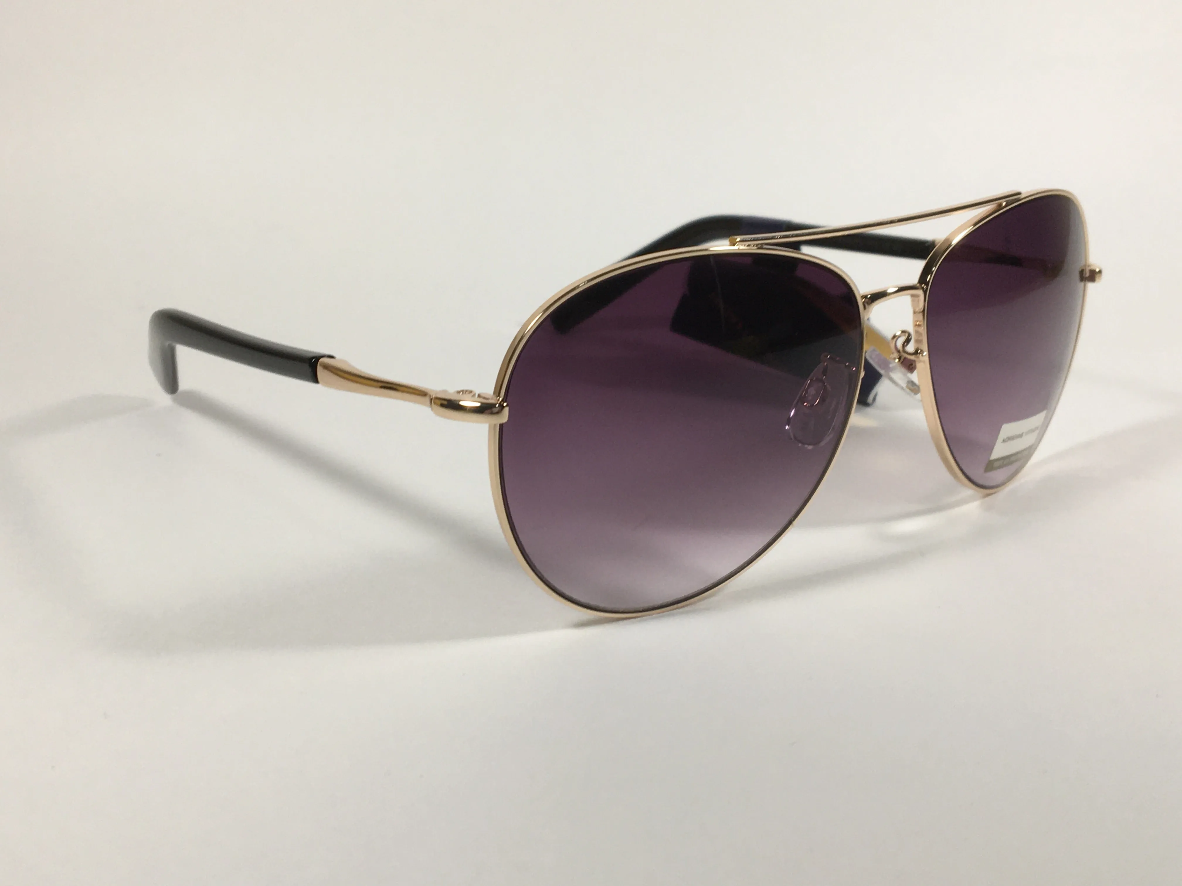 Adrienne Vittadini Aviator Sunglasses Gold Frame Smoke Gradient Lens AV3023CE