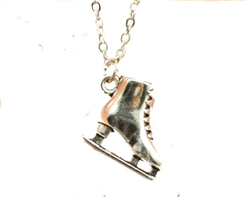 Antique Silver Color 3D Skate Pendant Necklace For Women