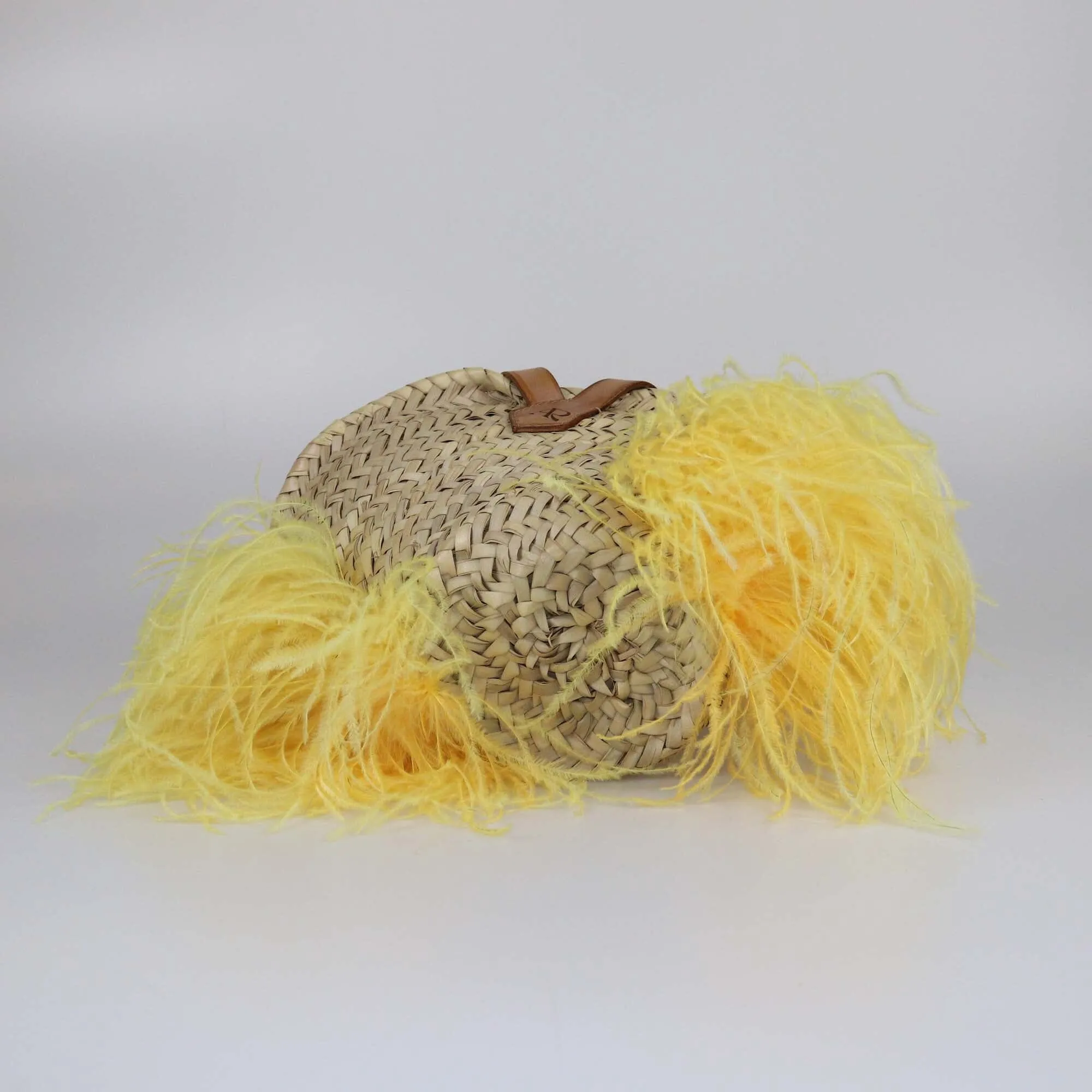 Antonella Rizza Neutrals Feather Trim Basket Bag
