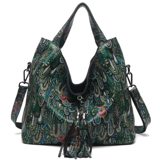Arliwwi Brand Designer Floral Lady 100% Genuine Leather Tote Handbags New Luxury Real Leather Shiny Flower Bags For Summer GL16