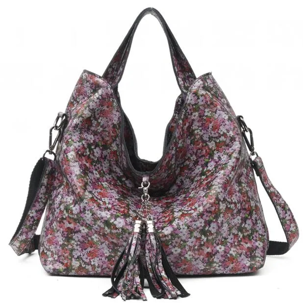 Arliwwi Brand Designer Floral Lady 100% Genuine Leather Tote Handbags New Luxury Real Leather Shiny Flower Bags For Summer GL16