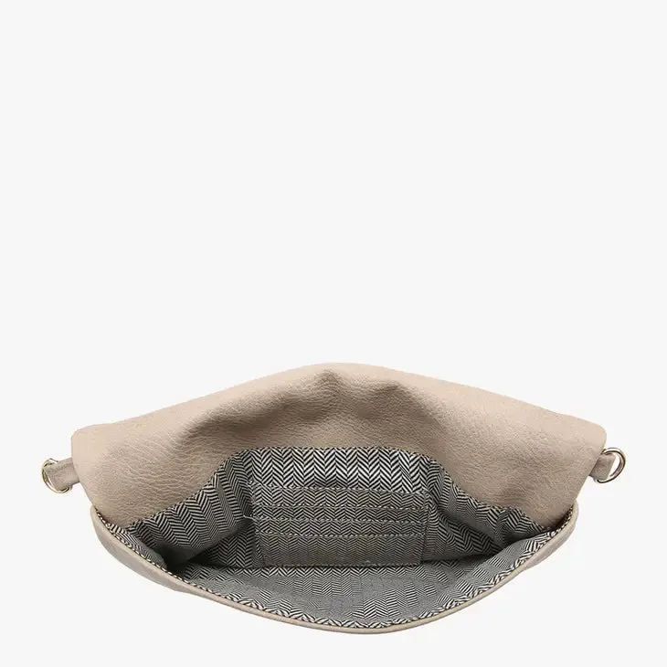 Austin Flapover Tassel Crossbody Clutch in Sand