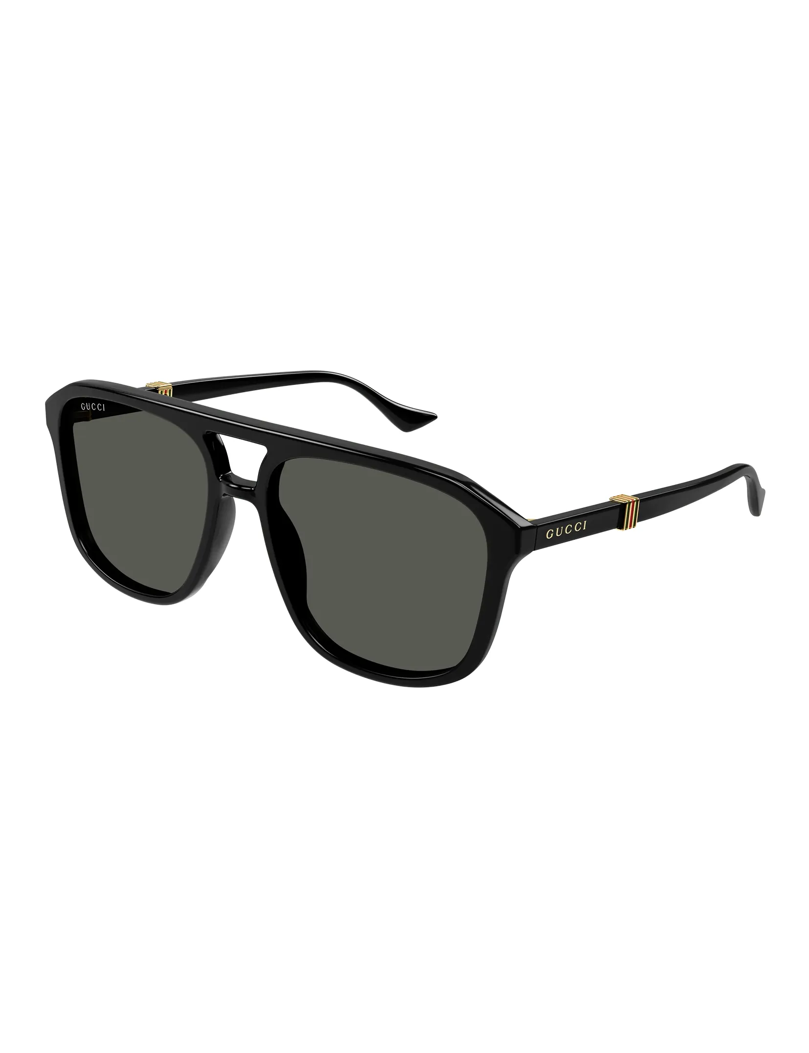 Aviator Block Sunglasses, Black/Grey