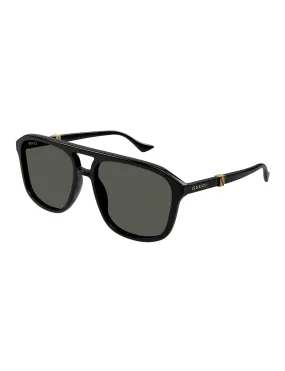 Aviator Block Sunglasses, Black/Grey