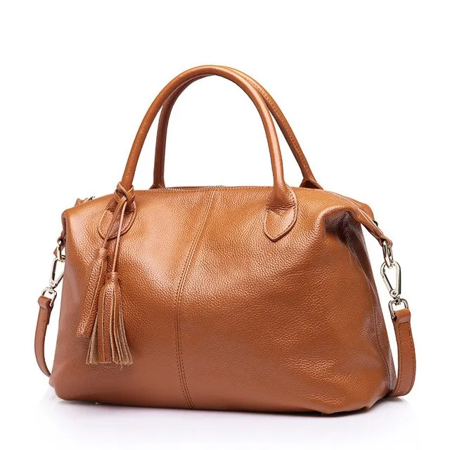 Bags Handbags Women Famous Brands Soft Genuine Cow Leather Tassel Tote Bag Lady Casual Messenger