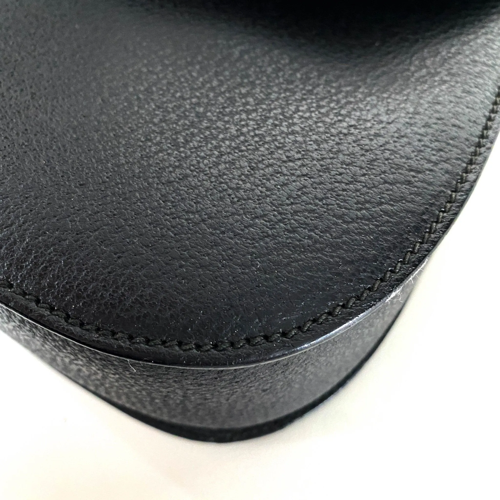 Bamboo Black Leather Shoulder Handbag