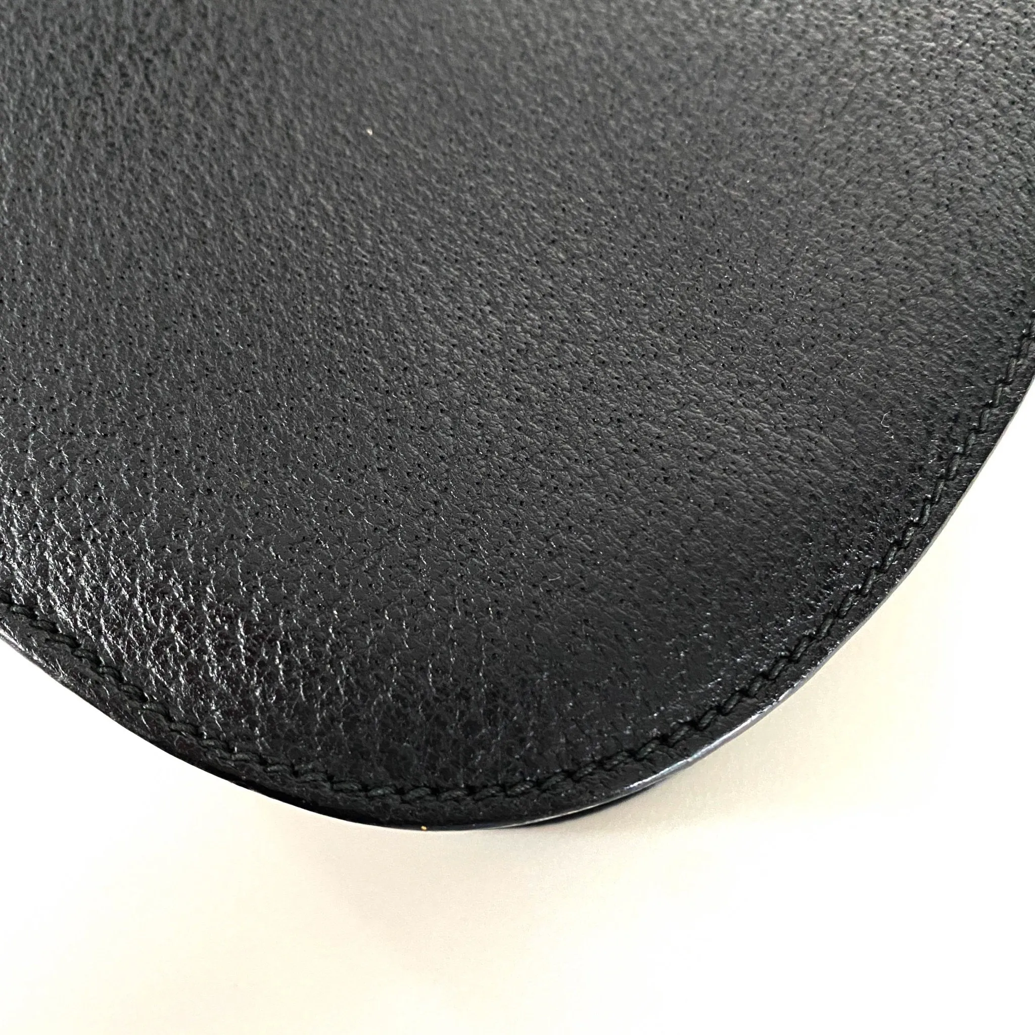 Bamboo Black Leather Shoulder Handbag