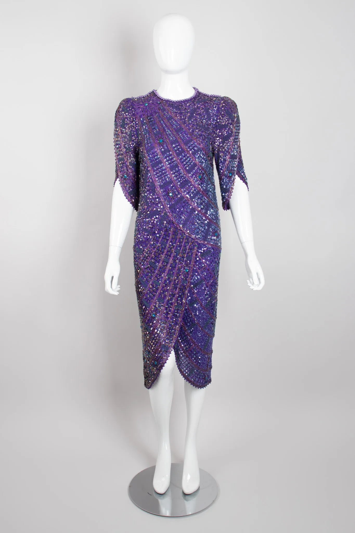 Beaded Draped Petal Dress